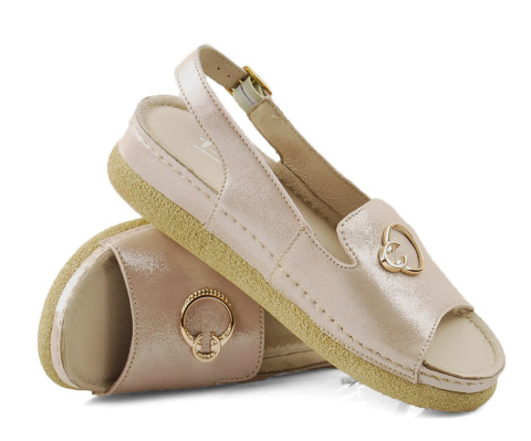 Pollonus 5-1620-001 różowe skórzane sandały