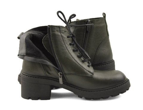 T.Sokolski Z1056 zielone skórzane botki