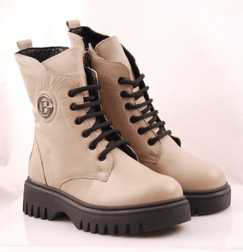 T.Sokolski Z1962 beżowe skórzane trapery