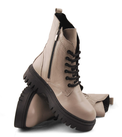 T.Sokolski Z1962 beżowe skórzane trapery