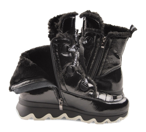 Artiker 49C0341 czarne skórzane śniegowce Artiker 49C0341 czarne skórzane śniegowce