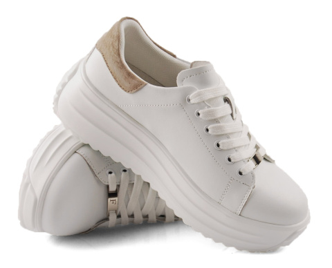 Filippo DP6739 białe skórzane sneakersy