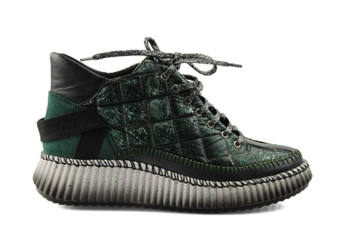 Maciejka 06752 zielone skórzane botki