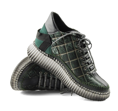 Maciejka 06752 zielone skórzane botki