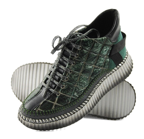 Maciejka 06752 zielone skórzane botki