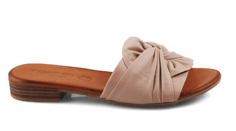 T.Sokolski 226-902 pudrowe skórzane klapki