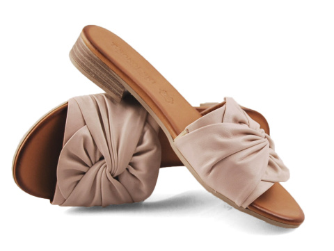 T.Sokolski 226-902 pudrowe skórzane klapki