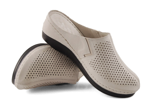 T.Sokolski L25-164 szare skórzane klapki