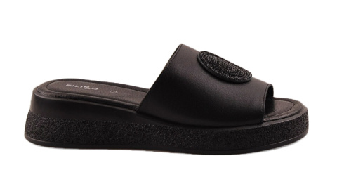 Filippo DK6987 czarne skórzane klapki
