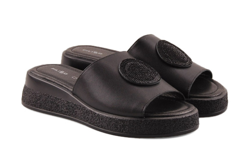 Filippo DK6987 czarne skórzane klapki