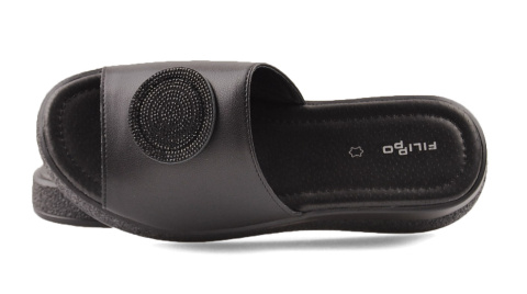 Filippo DK6987 czarne skórzane klapki