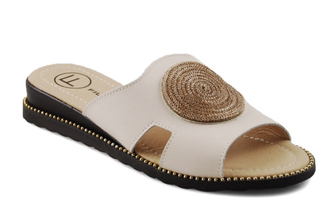 Filippo DK7041 beżowe skórzane klapki