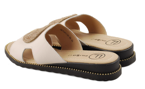 Filippo DK7041 beżowe skórzane klapki