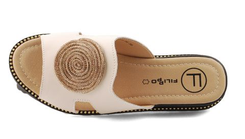 Filippo DK7041 beżowe skórzane klapki