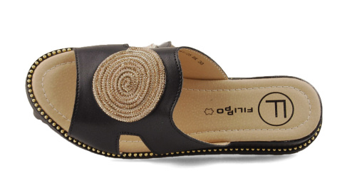 Filippo DK7041 czarne skórzane klapki