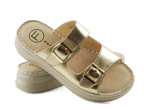 Filippo DK7044 złote skórzane klapki Filippo DK7044 złote skórzane klapki