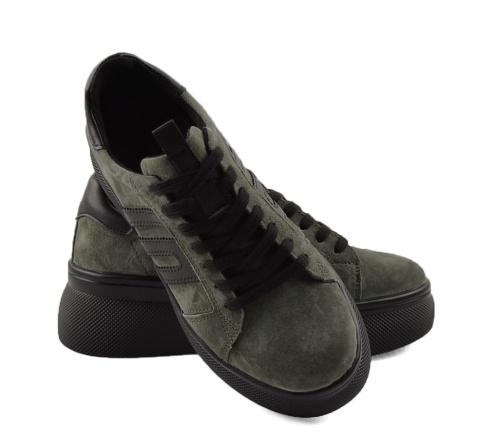 Filippo DP7175 zielone skórzane sneakersy