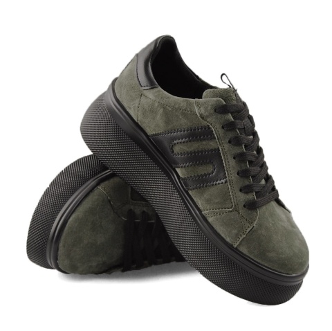 Filippo DP7175 zielone skórzane sneakersy