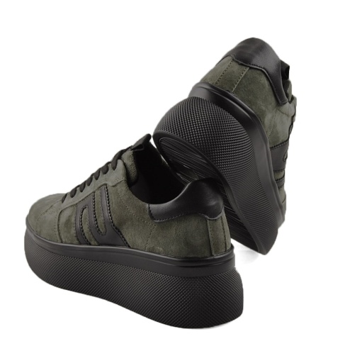 Filippo DP7175 zielone skórzane sneakersy