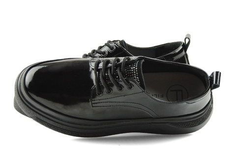 Filippo DP7303 czarne skórzane półbuty lakierowane