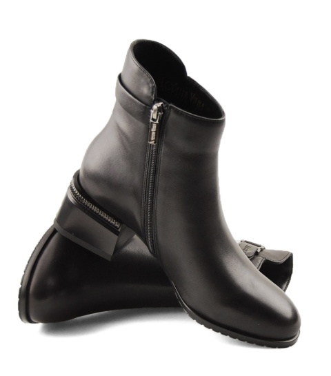 Loretta Vitale C3845 czarne skórzane botki