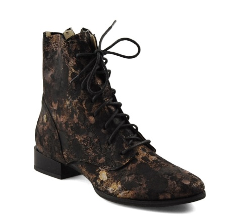 Maciejka 06391-02/00-1 czarno-złote skórzane botki