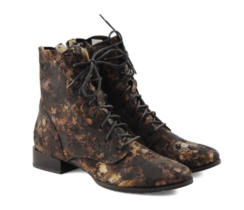 Maciejka 06391-02/00-1 czarno-złote skórzane botki