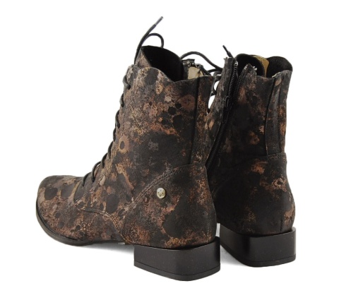 Maciejka 06391-02/00-1 czarno-złote skórzane botki