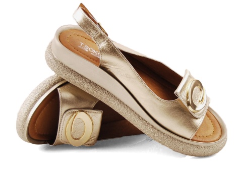 T.Sokolski L25-135 złote skórzane sandały