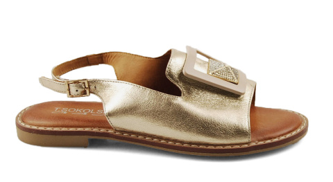 T.Sokolski L25-166 złote skórzane sandały