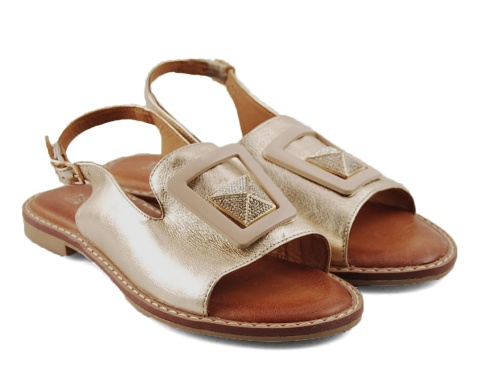 T.Sokolski L25-166 złote skórzane sandały