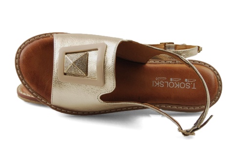 T.Sokolski L25-166 złote skórzane sandały