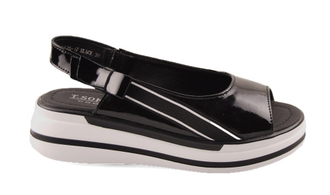 T.Sokolski L25-17 czarne skórzane sandały