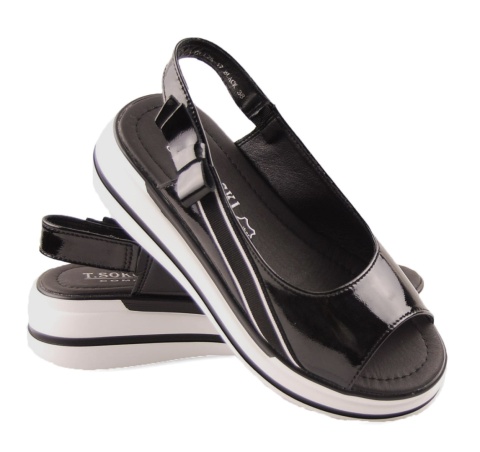 T.Sokolski L25-17 czarne skórzane sandały