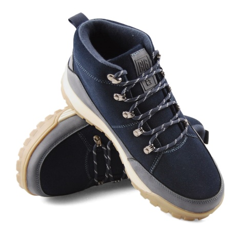 Big Star SS174264 granatowe skórzne trapery Big Star SS174264 granatowe skórzne trapery