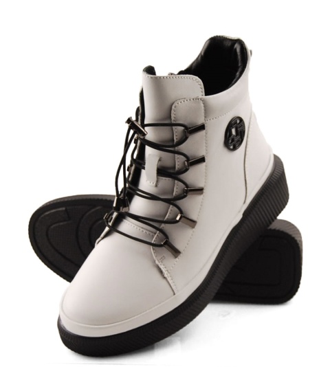 Filippo DBT7416 białe skórzane botki Filippo DBT7416 białe skórzane botki