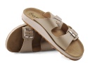 Fly Flot 77G64 beżowe skórzane klapki