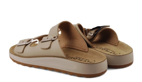 Fly Flot 77G64 beżowe skórzane klapki