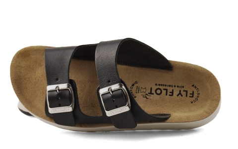 Fly Flot 77G64 czarne skórzane klapki