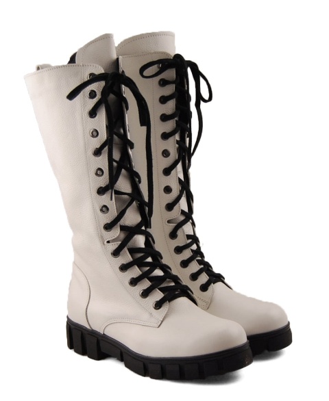 Jaromin 5880 białe skórzane kozaki