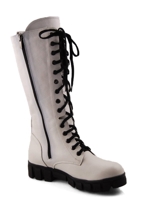 Jaromin 5880 białe skórzane kozaki