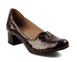 Jaromin 7772 brązowe skórzane półbuty w panterkę