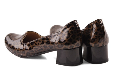 Jaromin 7772 brązowe skórzane półbuty w panterkę