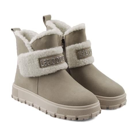 Lee Cooper LCJ-25-01-3739L szare skórzane śniegowce