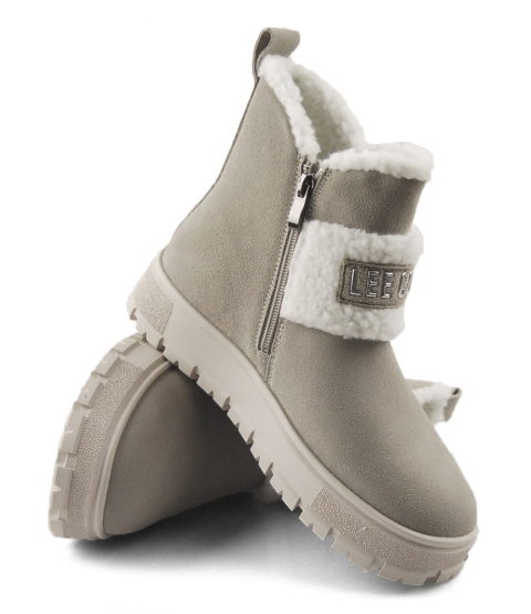 Lee Cooper LCJ-25-01-3739L szare skórzane śniegowce