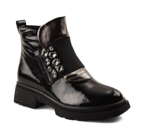 Loretta Vitale C3874B czarne skórzane botki