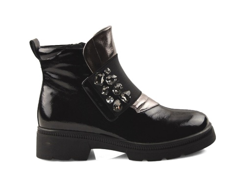 Loretta Vitale C3874B czarne skórzane botki