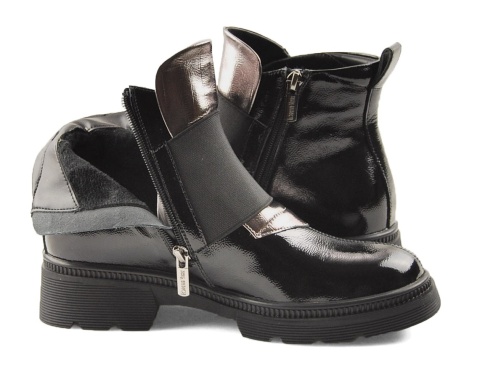 Loretta Vitale C3874B czarne skórzane botki