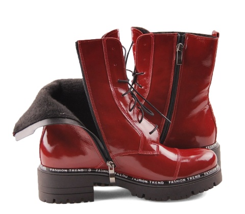 Morek 276 czerwone skórzane trapery