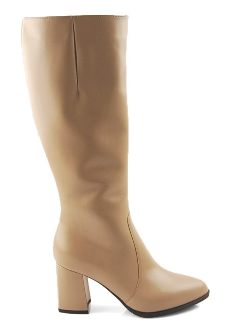 Sala 20352 beżowe skórzane kozaki